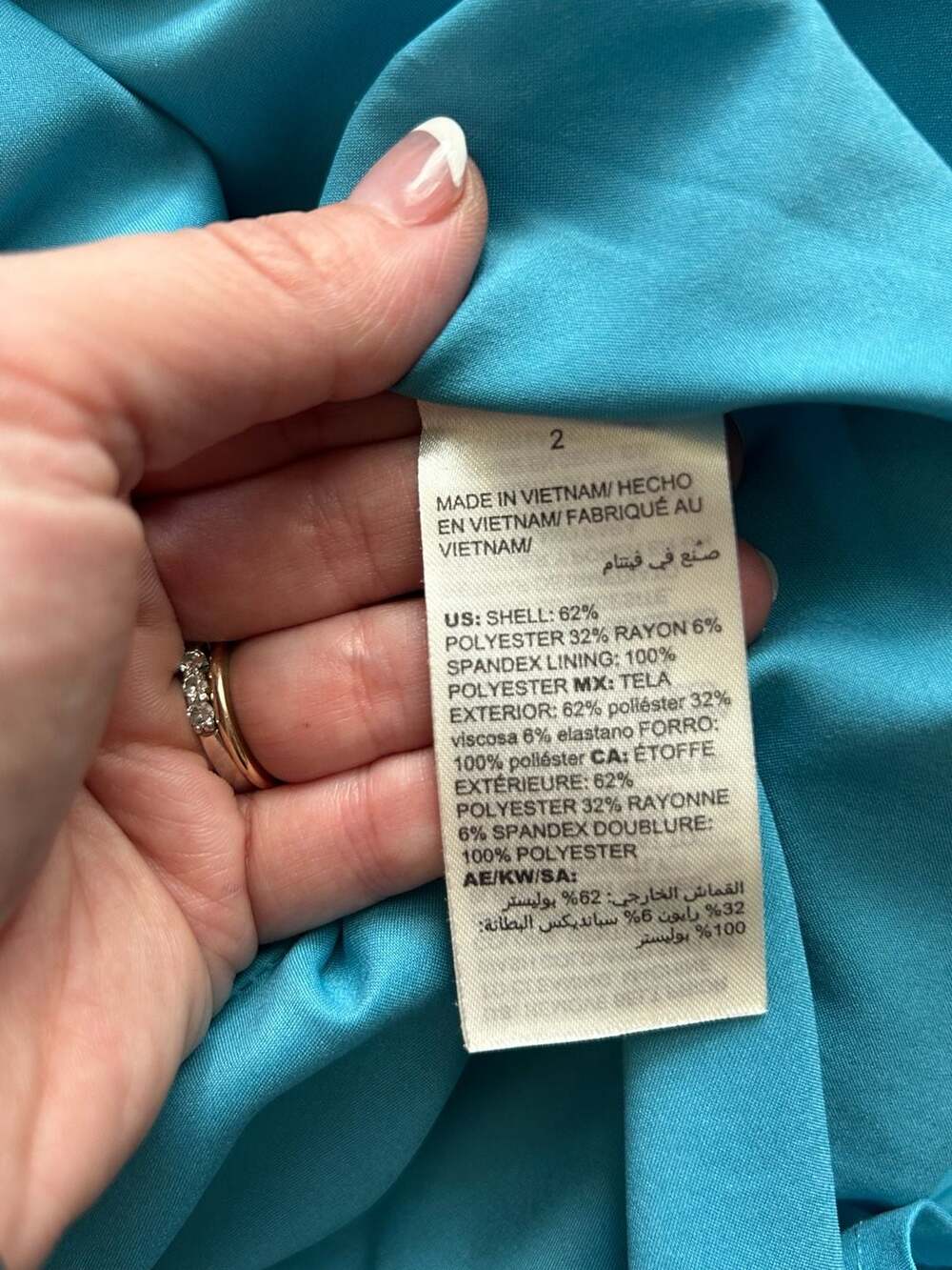 White House Black Market Dress Size 2 Turquoise Blue V-Neck Sleeveless - Picture 5 of 5
